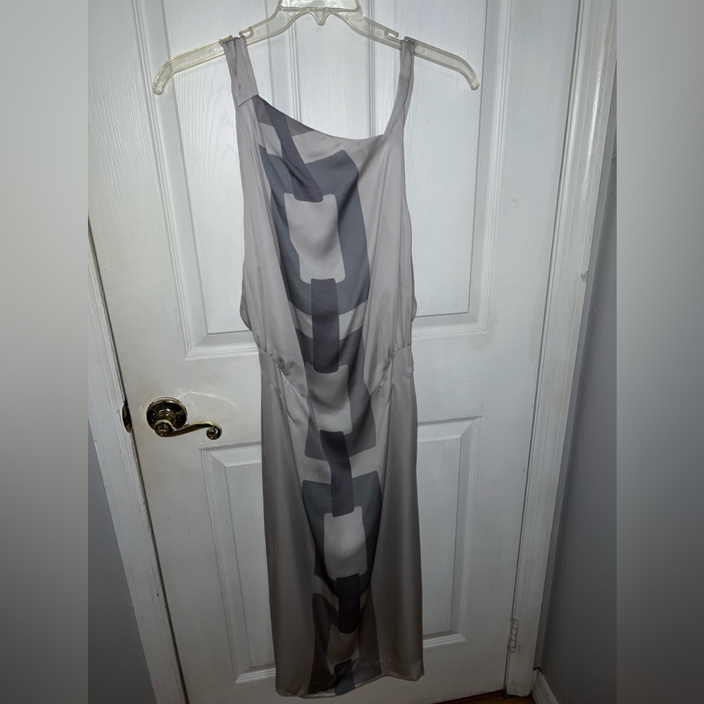 Banana Republic Womens Silky Gray Pencil Dress with Chain